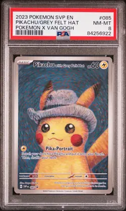 ? Pokemon Pikachu with Grey Felt Hat Van Gogh Full Art Promo SVP EN 085 PSA 8 ? - Image 1