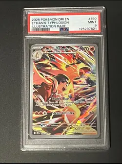 2025 POKEMON DRI DESTINED RIVALS 190 ETHAN'S TYPHLOSION ILLUSTRATION RARE PSA 9 - Image 1