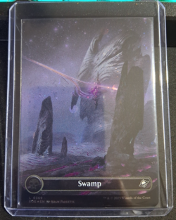 L 0369 Swamp GALAXY FOIL BORDERLESS Full Art Land Edge of Eternities MTG Card - Image 1