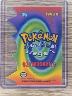 1998 topps pokemon EV07 of 12 #29 Nidoran Die-cut Card Excellent Condition - Image 2