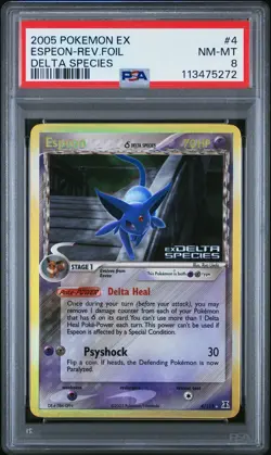 2005 POKEMON EX DELTA SPECIES #4 ESPEON-REVERSE FOIL PSA 8 - Image 1