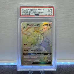 2017 Pokemon Burning Shadows 154/147 Full Art MACHAMP GX Secret Rare PSA MINT 9 - Image 1