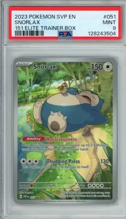 2023 POKEMON SVP EN-SV BLACK STAR PROMO 151 ELITE TRAINER BOX #051 SNORLAX PSA 9 - Image 1