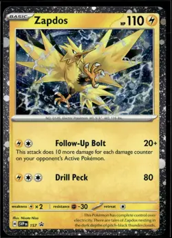 Pokemon Zapdos SVP 157 Cosmos Holo Scarlet Violet Black Star Promo - Image 1
