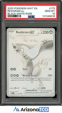 Pokemon 2025 Reshiram ex #173 Black White Rare White Flare GEM MINT PSA 10 - Image 1
