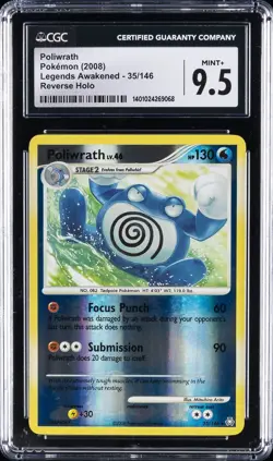 2008 POKEMON DIAMOND & PEARL LEGENDS AWAKENED #35 POLIWRATH-REVERSE FOIL CGC 9.5 - Image 1