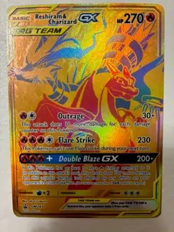 Pokemon Reshiram & Charizard GX Tag Team Gold Promo SM247 - Image 1