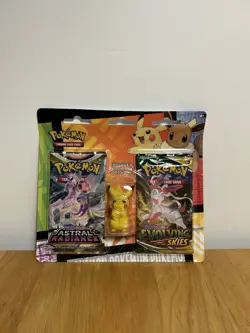 Pokemon Back to School Eevee Pikachu Eraser 2 Pack Blister Evolving Skies Astral - Image 1
