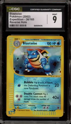 Pokemon Blastoise Expedition Reverse Holo Rare #36 CGC 9 Mint - Image 1