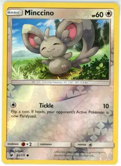 Pokemon TCG Minccino 85/111 Sm-Crimson Invasion Reverse Holo - Image 1
