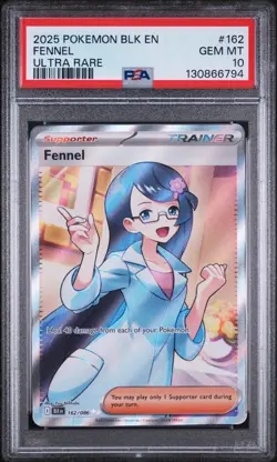 PSA 9 Mint Fennel 2025 Ultra Rare Pokemon Black Bolt IR 162/086 - Image 2