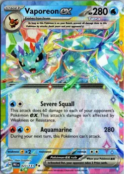 2025 Scarlet & Violet Series - Prismatic Evolutions Vaporeon ex Double Rare #23 - Image 1