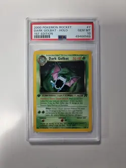 Pokemon TCG Holo Dark Golbat Team Rocket PSA 10 Gem Mint 7/82 1st edition - Image 1