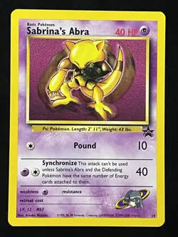 Pokemon Sabrina's Abra Black Star Promo 19 WOTC NM - 2 - Image 1