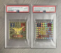 1996 JPN Vintage Pokemon Card Lot Amada Stickers Pikachu PRISM Holo Zapdos PSA 8 - Image 1