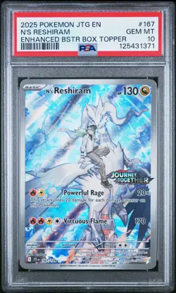 2025 POKEMON JTG EN-JOURNEY TOGETHER #167 N'S RESHIRAM PSA 10 - Image 1