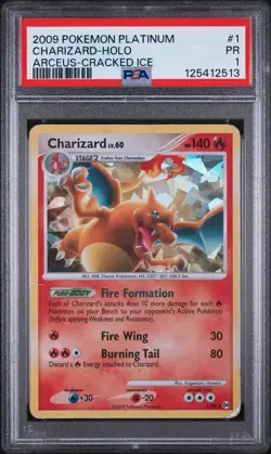 2009 Pokemon Charizard Platinum Arceus 1/99 Holo Cracked Ice PSA 1 - Image 1