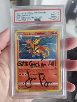 Pokemon TCG Signed Special Delivery Charizard Pokemon Center Promo PSA 9 Auto 9 - Image 1