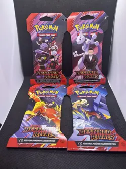 Art Set Lot Of 4 Pokemon Scarlet & Violet Destined Rivals Sleeved Booster Packs - Image 1