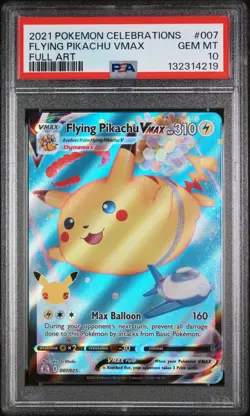 2021 Pokemon Celebrations - Flying Pikachu VMAX Full Art 007/025 PSA 10 GEM MINT - Image 1