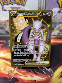 Team Rocket's Mewtwo ex 240/182 SV10 Destined Rivals Holofoil Gold Hyper Rare - Image 1