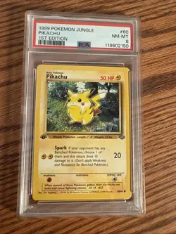 Pokemon Pikachu 1st Edition #60/64 1999 Jungle Set PSA 8 NM-MT - Image 1