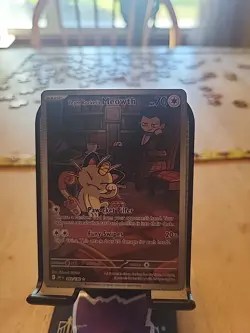 Pokemon TCG Destined Rivals Team Rockets Meowth Illustration Rare 203/182 NM - Image 1