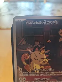 Pokemon TCG Destined Rivals Team Rockets Meowth Illustration Rare 203/182 NM - Image 3