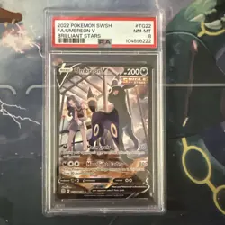 2022 Pokemon Brilliant Stars Umbreon V Full Art #TG22/TG30 PSA 8 - Image 1