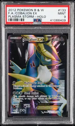 2013 POKEMON BLACK & WHITE PLASMA STORM FULL ART/COBALION EX 133 PSA 9 POP 95 - Image 1