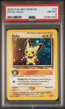 2000 POKEMON NEO GENESIS #12 PICHU-HOLO PSA 8 - Image 1