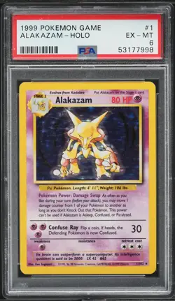 Alakazam Base Set Holo 1/102 PSA 6 Pokemon Card TCG 1999 WOTC - Image 1