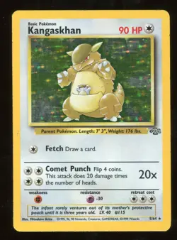 Pokemon Card Kangaskhan 5/64 Jungle Unlimited Holo Rare Played - Image 1
