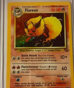 Pokemon TCG Flareon Jungle 3/64 Holo 1999 Pokemon Pack Fresh Nice - Image 2
