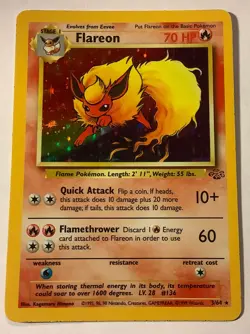 Pokemon TCG Flareon Jungle 3/64 Holo 1999 Pokemon Pack Fresh Nice - Image 4