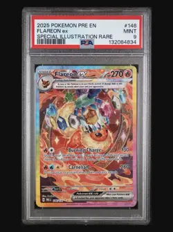 2025 POKEMON FLAREON EX 146/131 - PRE EN-PRISMATIC EVOLUTIONS SIR PSA 9 - Image 1