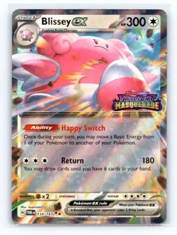 Pokemon TCG Blissey ex 134/167 - Double Rare Twilight Masquerade Promo Stamped B - Image 1
