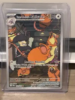 Pokemon Destined Rivals Team Rocket's Raticate Illustration Rare PSA 9 202/182 - Image 1