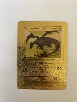 2000 POKEMON SHINING CHARIZARD WHITE-HOT FLAMES GOLD CARD #107/105 Secret RARE - Image 1