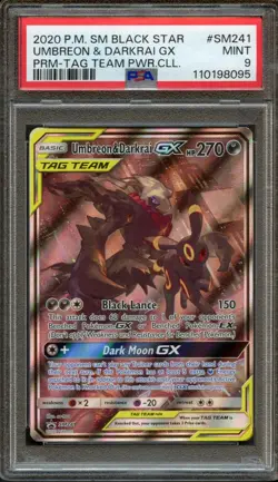 Umbreon & Darkrai GX SM241 Black Star Promo PSA 9 Mint Pokemon Card - Image 1