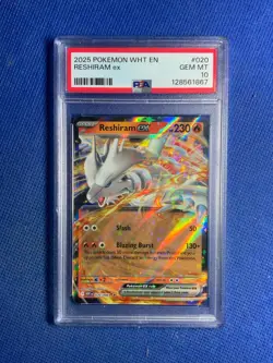 2025 POKEMON WHT EN-WHITE FLARE #020 RESHIRAM EX PSA 10 - Image 1