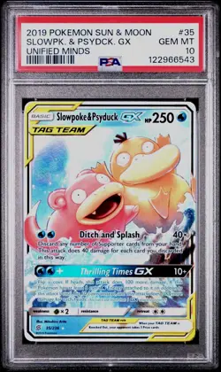 2019 POKEMON SLOWPOKE & PSYDUCK GX 35/236 UNIFIED MINDS TAG TEAM PSA 10 GEM 💎 - Image 2