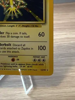 Pokemon TCG Zapdos Base Set Holo Card 16/102 Unlimited Rare, NM-LP Condition - Image 5