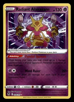 Radiant Alakazam 059/195 Holo Rare Silver Tempest Pokemon Card - Image 1