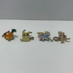Pokemon TCG Officially Licensed 4 Metal Pin Lot: Charizard Mewtwo Mimikyu Zacian - Image 1
