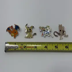 Pokemon TCG Officially Licensed 4 Metal Pin Lot: Charizard Mewtwo Mimikyu Zacian - Image 2