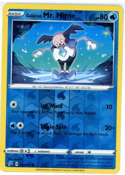 Pokemon TCG Galarian Mr. Mime 037/192 Swsh02: Rebel Clash Reverse Holo - Image 1