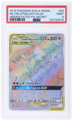 2019 Pokemon Sun and Moon Hidden Fates Articuno/Moltres/Zapdos Gx PSA 9 - Image 1