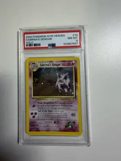 2000 Pokemon Gym Heroes #14 Swirl Sabrina's Gengar Holo PSA 8 NM-MT - Image 1