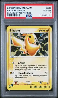 2003 POKEMON BLACK STAR PROMO #012 PIKACHU-HOLO PSA 8 - Image 1